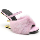 Open Toe Hairy Hedged Heels